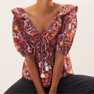 Maeve Ruffled Tie-Front Blouse